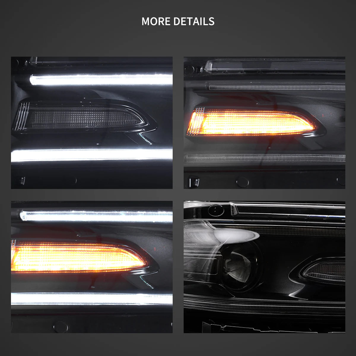 15-23 Dodge Charger Vland Dual Beam Projector strålkastare Black - 5