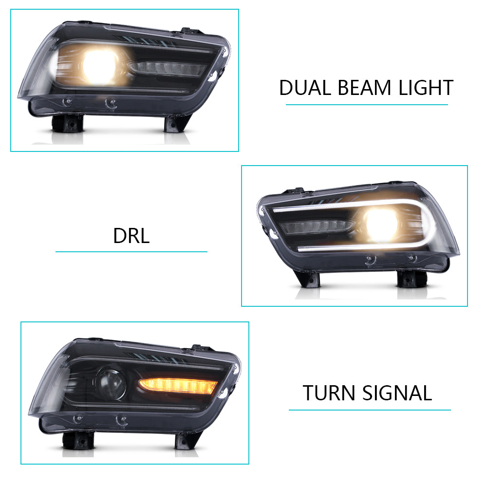 VLAND Carlamp Led strålkastare Compatible med Dodge Charger 2011-2014 (RHD and LHD Versions) - 12
