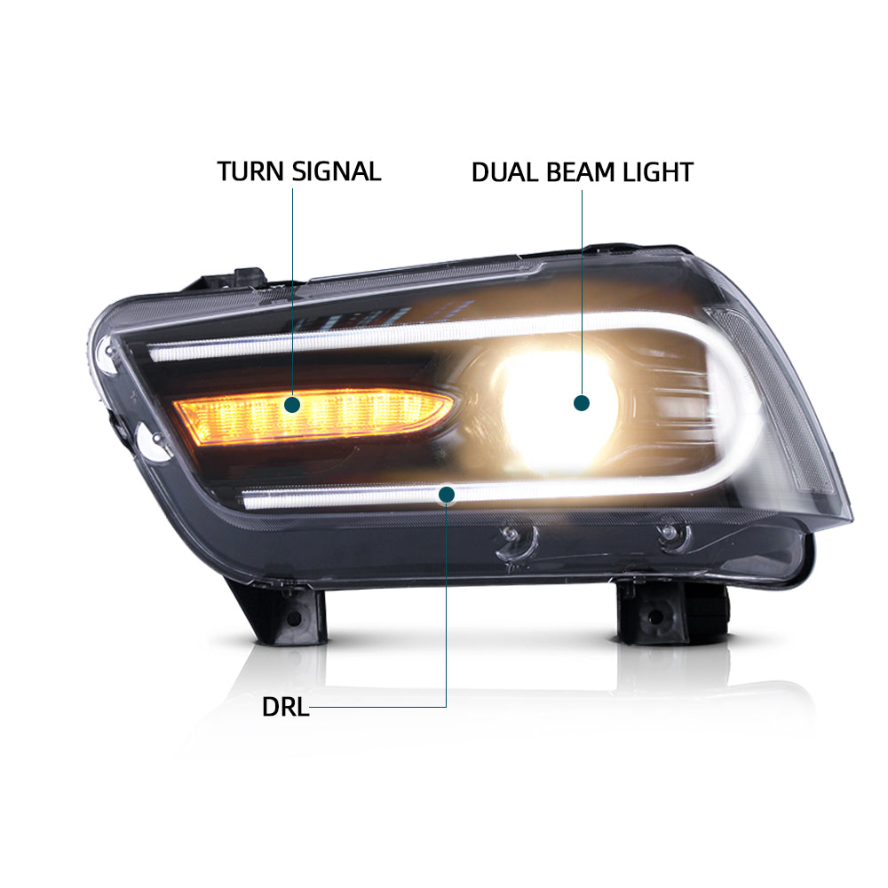 VLAND Carlamp Led strålkastare Compatible med Dodge Charger 2011-2014 (RHD and LHD Versions) - 11
