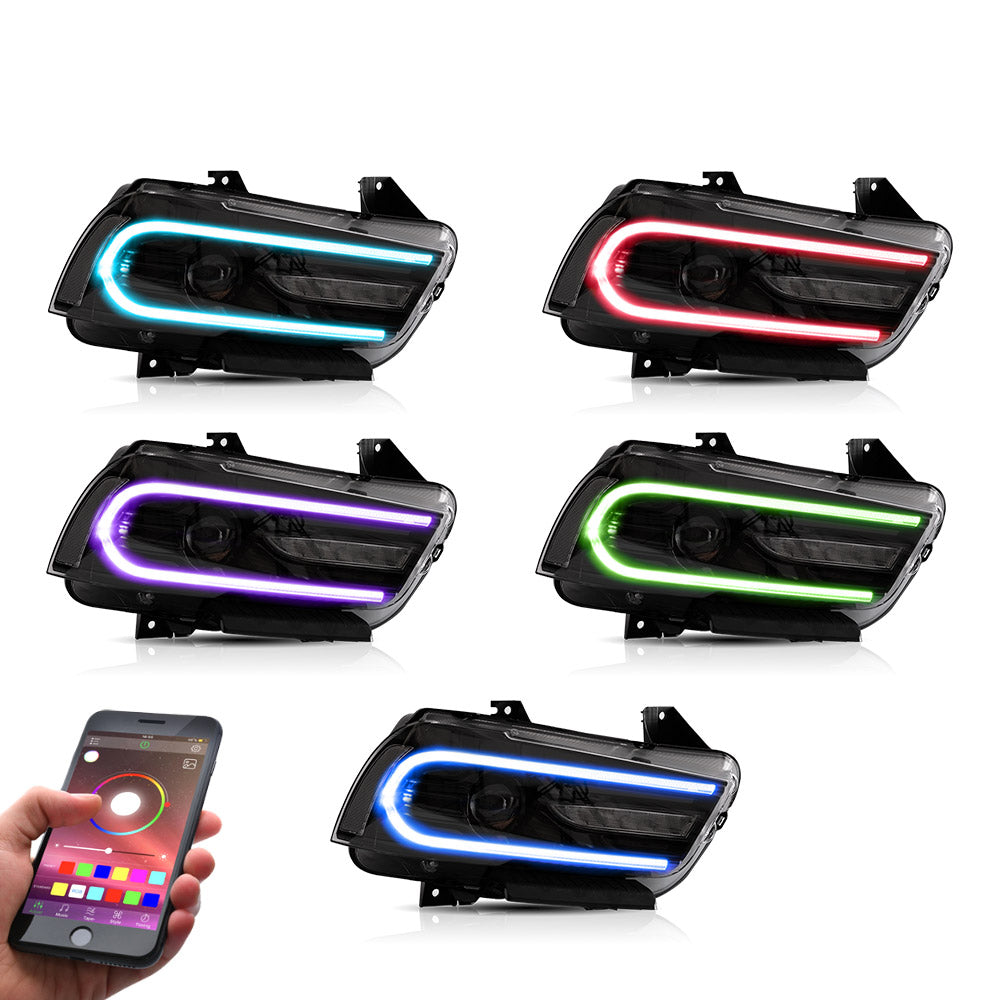 VLAND Carlamp Led strålkastare Compatible med Dodge Charger 2011-2014 (RHD and LHD Versions) - 8