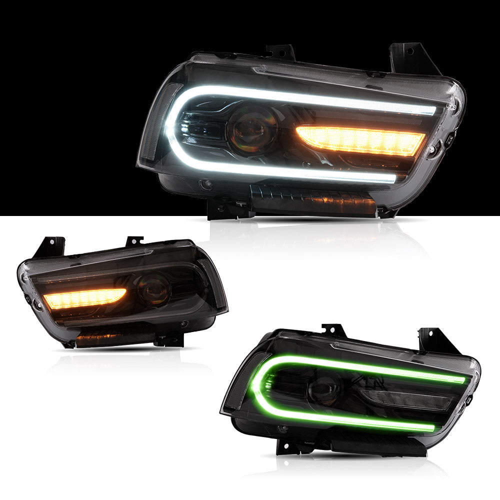 VLAND Carlamp Led strålkastare Compatible med Dodge Charger 2011-2014 (RHD and LHD Versions) - 9