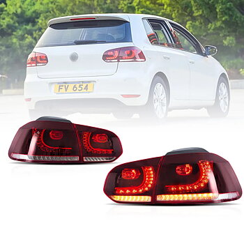 08-12 VW Golf Mk6 Vland LED Aftermarket bakljus med Amber sekventiell blinkers [E-mark]