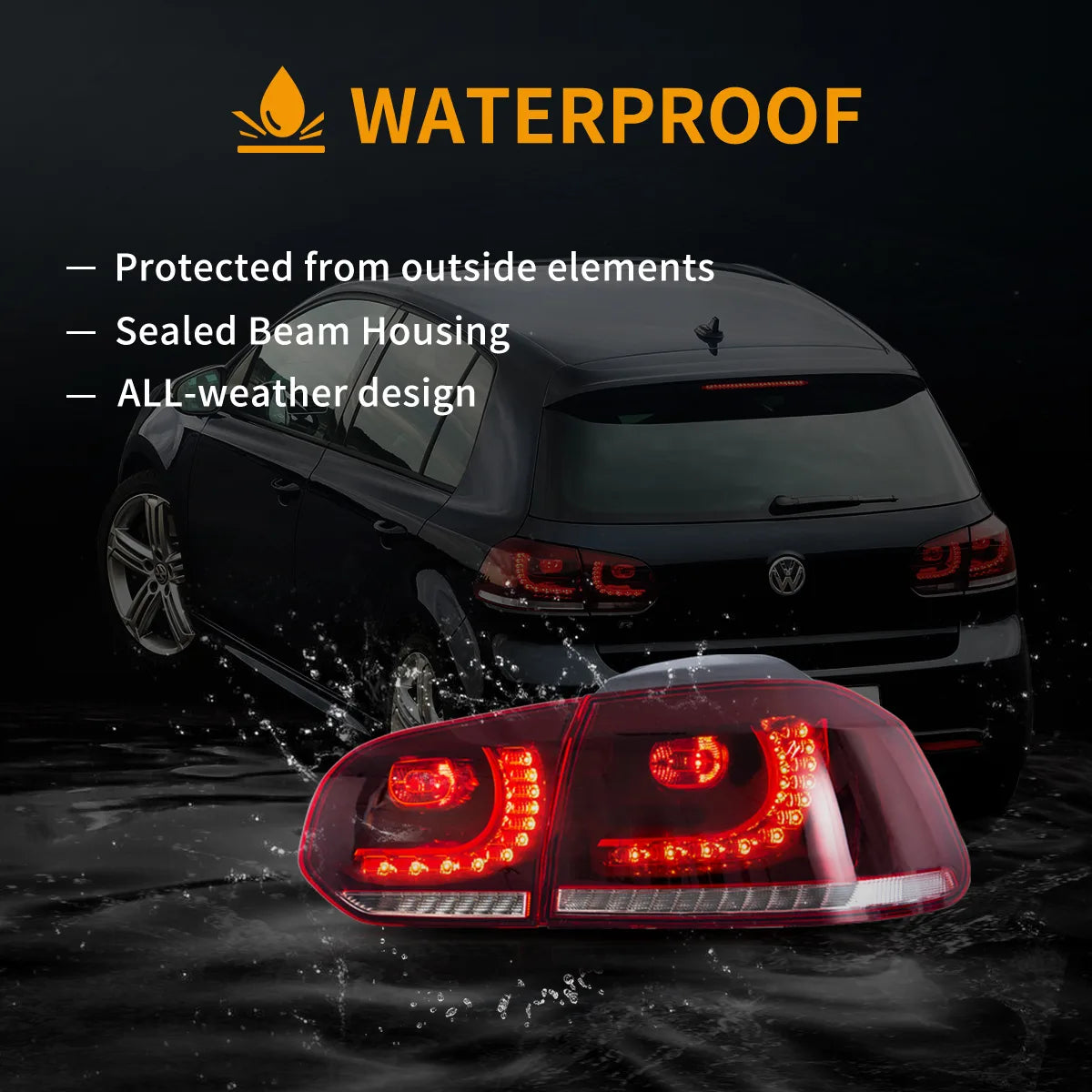 08-12 VW Golf Mk6 Vland LED Aftermarket bakljus med Amber sekventiell blinkers [E-mark] - 14