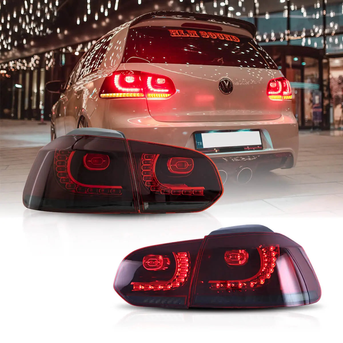08-12 VW Golf Mk6 Vland LED Aftermarket bakljus med Amber sekventiell blinkers [E-mark] - 4