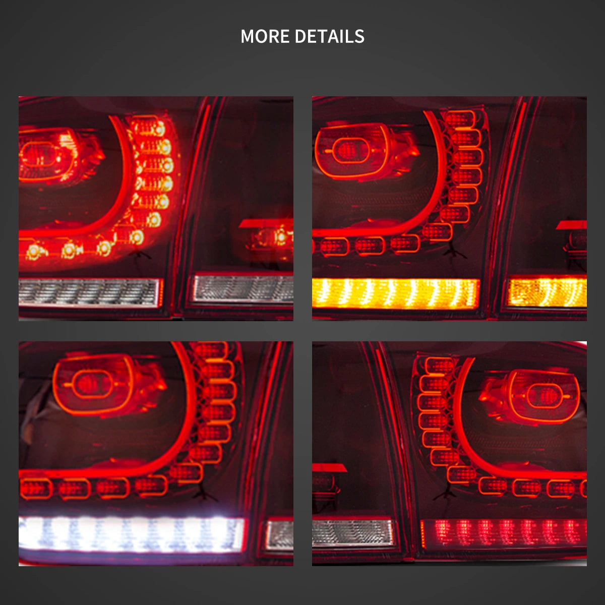 08-12 VW Golf Mk6 Vland LED Aftermarket bakljus med Amber sekventiell blinkers [E-mark] - 13