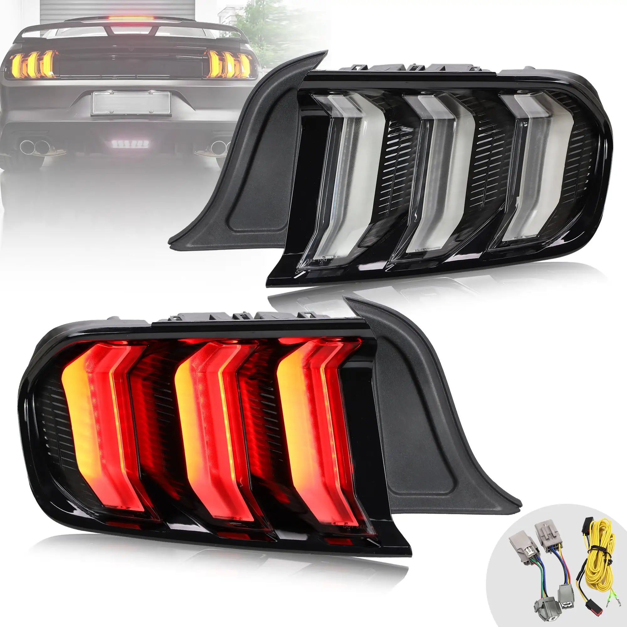 15-23 Ford Mustang 6th Gen (S550) Vland LED bakljus med 5 modes sekventiell blinkers [E-mark] - 7