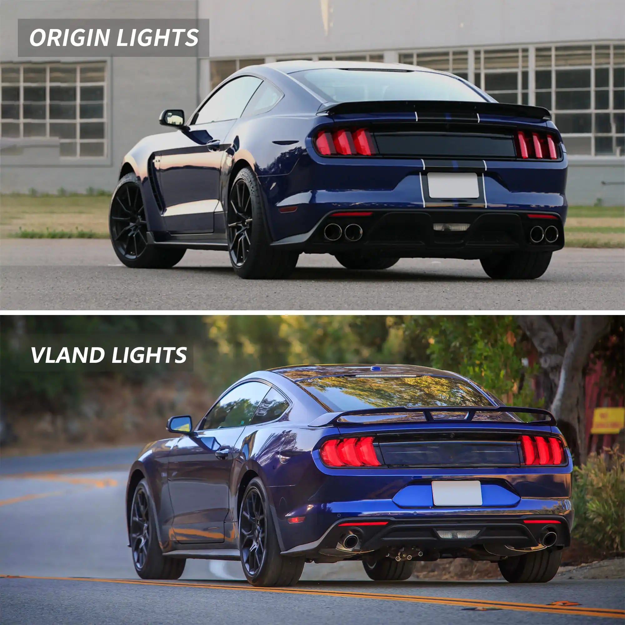 15-23 Ford Mustang 6th Gen (S550) Vland LED bakljus med 5 modes sekventiell blinkers [E-mark] - 13