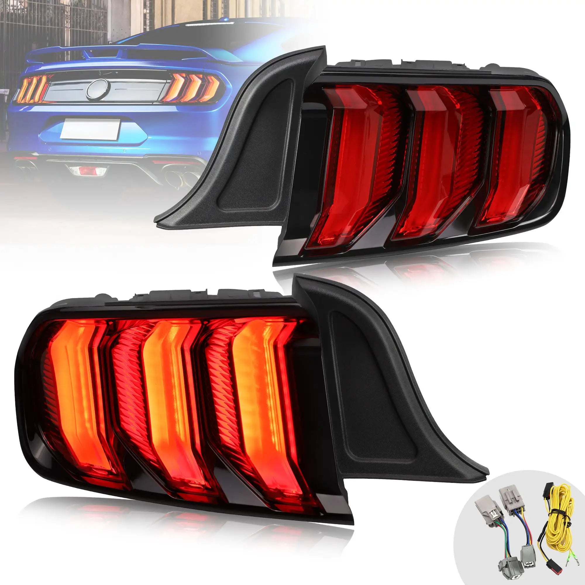 15-23 Ford Mustang 6th Gen (S550) Vland LED bakljus med 5 modes sekventiell blinkers [E-mark] - 6