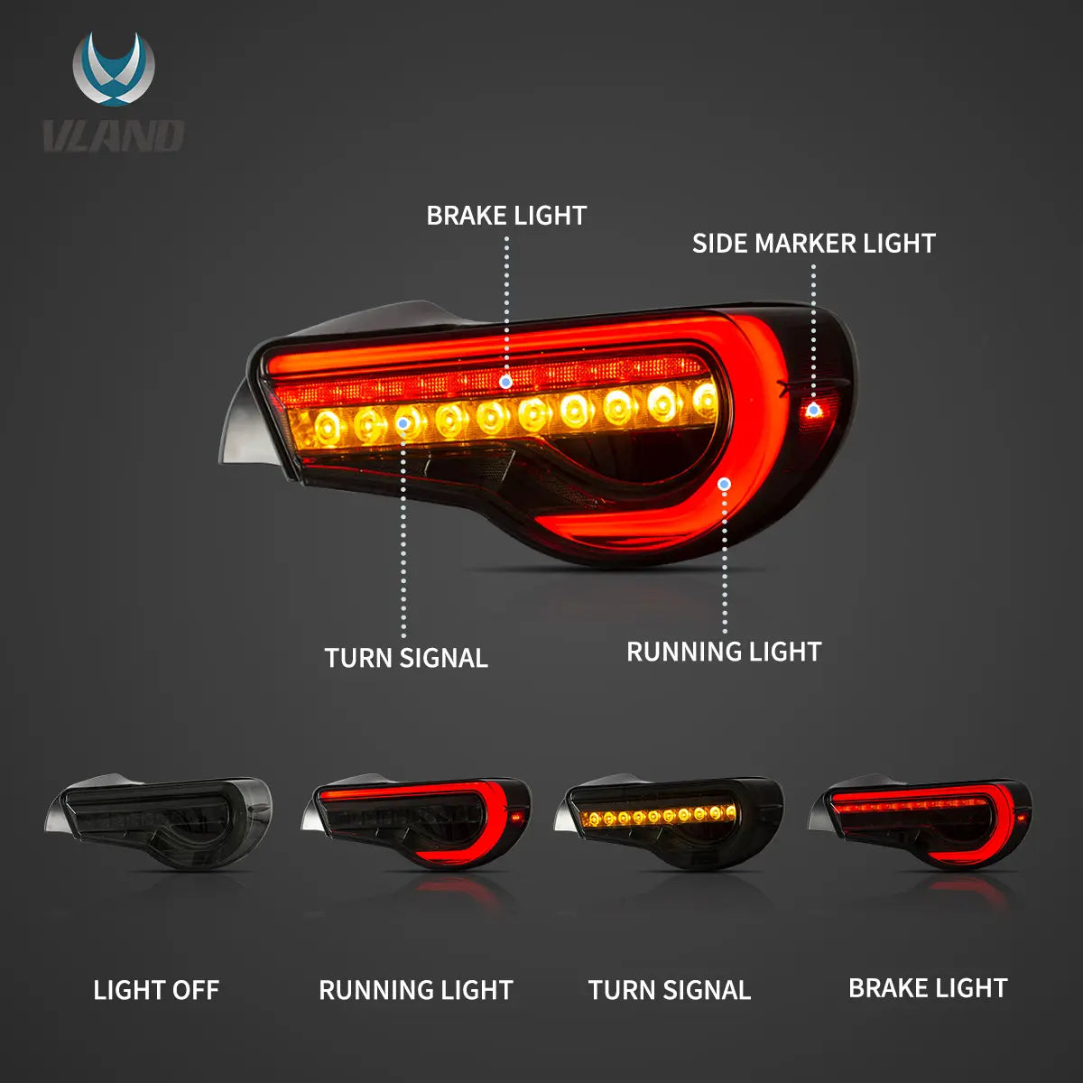 12-20 Toyota 86 GT86 13-20 Subaru BRZ 13-20 Scion FR-S Full LED bakljus w/ Sequential Indicators Turn-Vland - 3