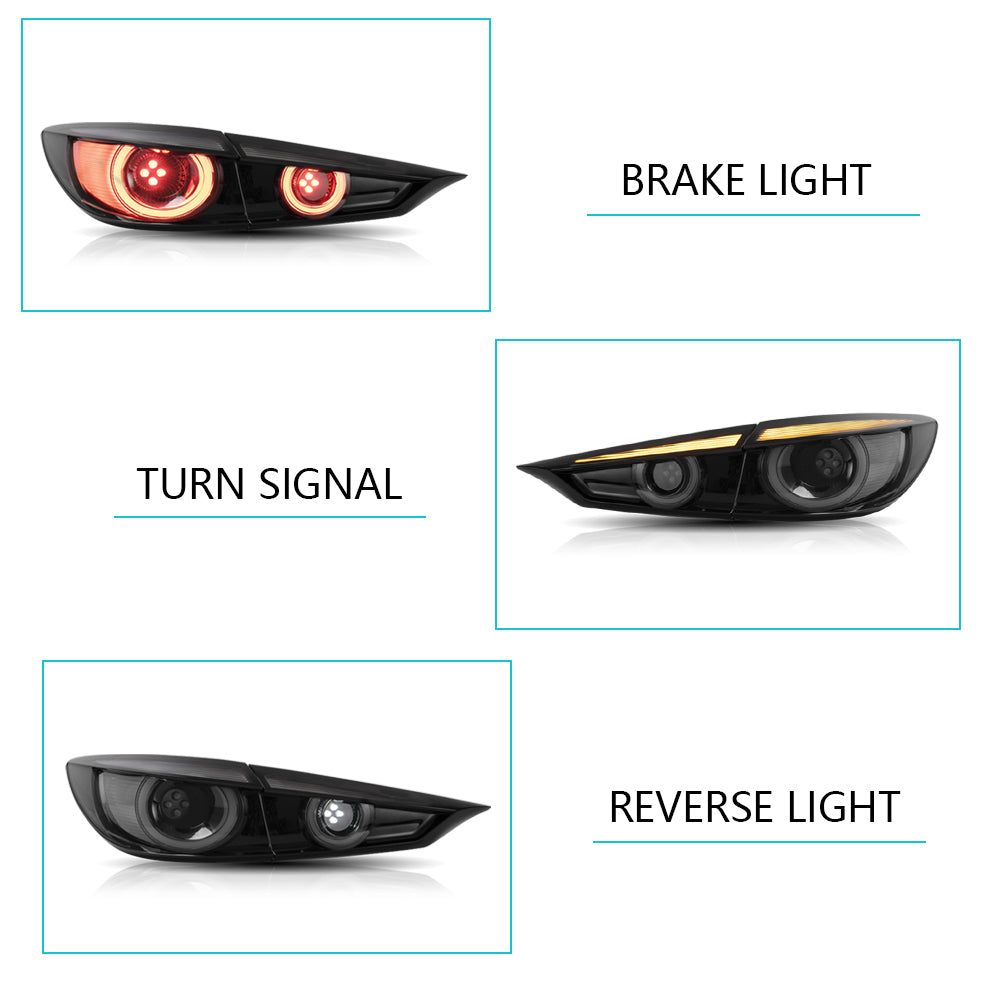 VLAND Carlamp Full LED bakljus för Mazda 3 Axela Sedan 2014-2018 (sekventiell blinkerss w/ Dynamic Welcome Lighting) - 7