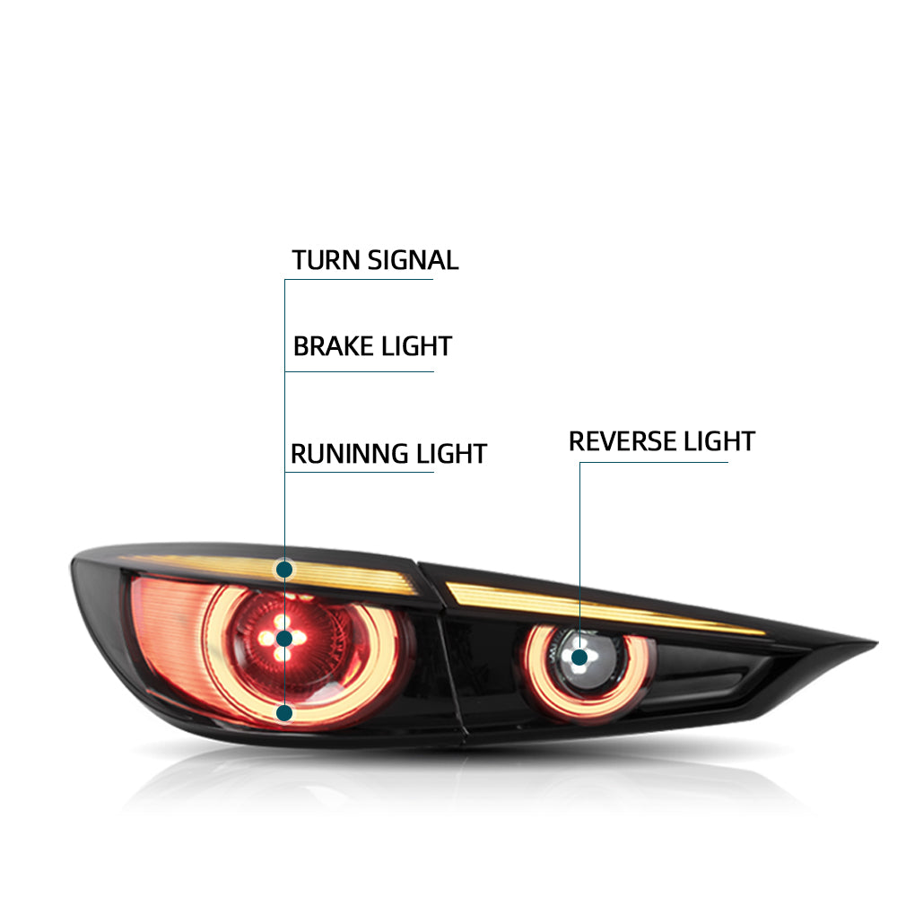 VLAND Carlamp Full LED bakljus för Mazda 3 Axela Sedan 2014-2018 (sekventiell blinkerss w/ Dynamic Welcome Lighting) - 6