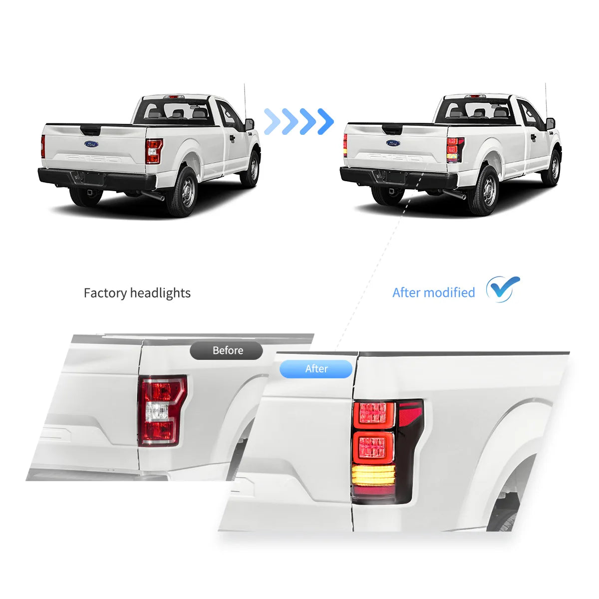 15-20 Ford F150 13th Gen Vland LED bakljus med Amber sekventiell blinkers [E-mark] - 7