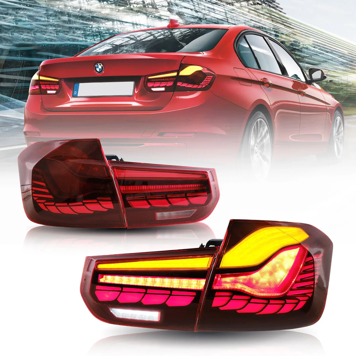 12-19 BMW 3 serie sjätte generationen (F30 F80) VLAND OLED bakljus med dynamisk startanimation (GTS stil) [E-märkt] - 5