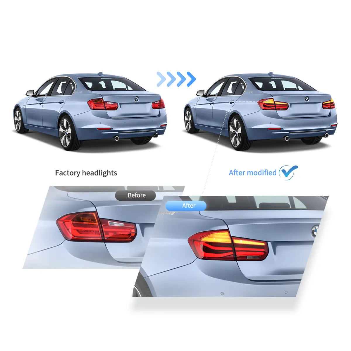 2012-2018 BMW F30 F80 M3 3-serie VLAND LED bakljus med sekventiell blinkers [E-märkt] - 8