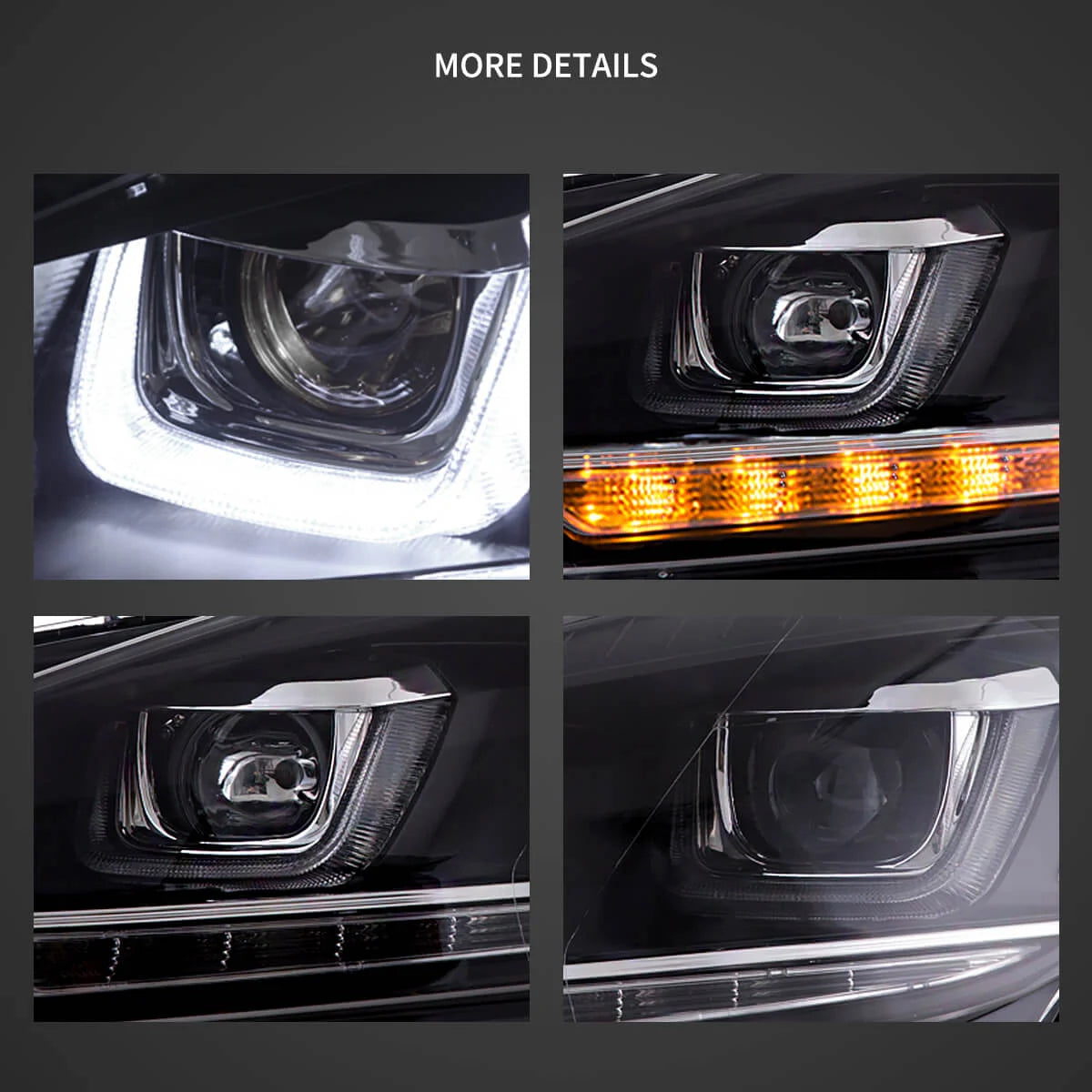 08-14 VW Golf Mk6 Vland Dual Beam Projector Aftermarket strålkastare med Demon Eyes E-mark - 9