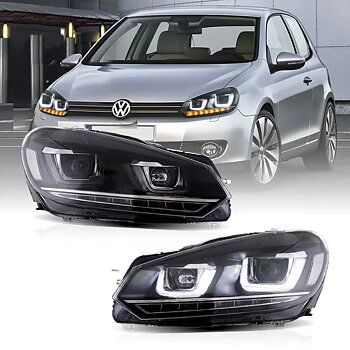 08-14 VW Golf Mk6 Vland Dual Beam Projector Aftermarket strålkastare med Demon Eyes E-mark