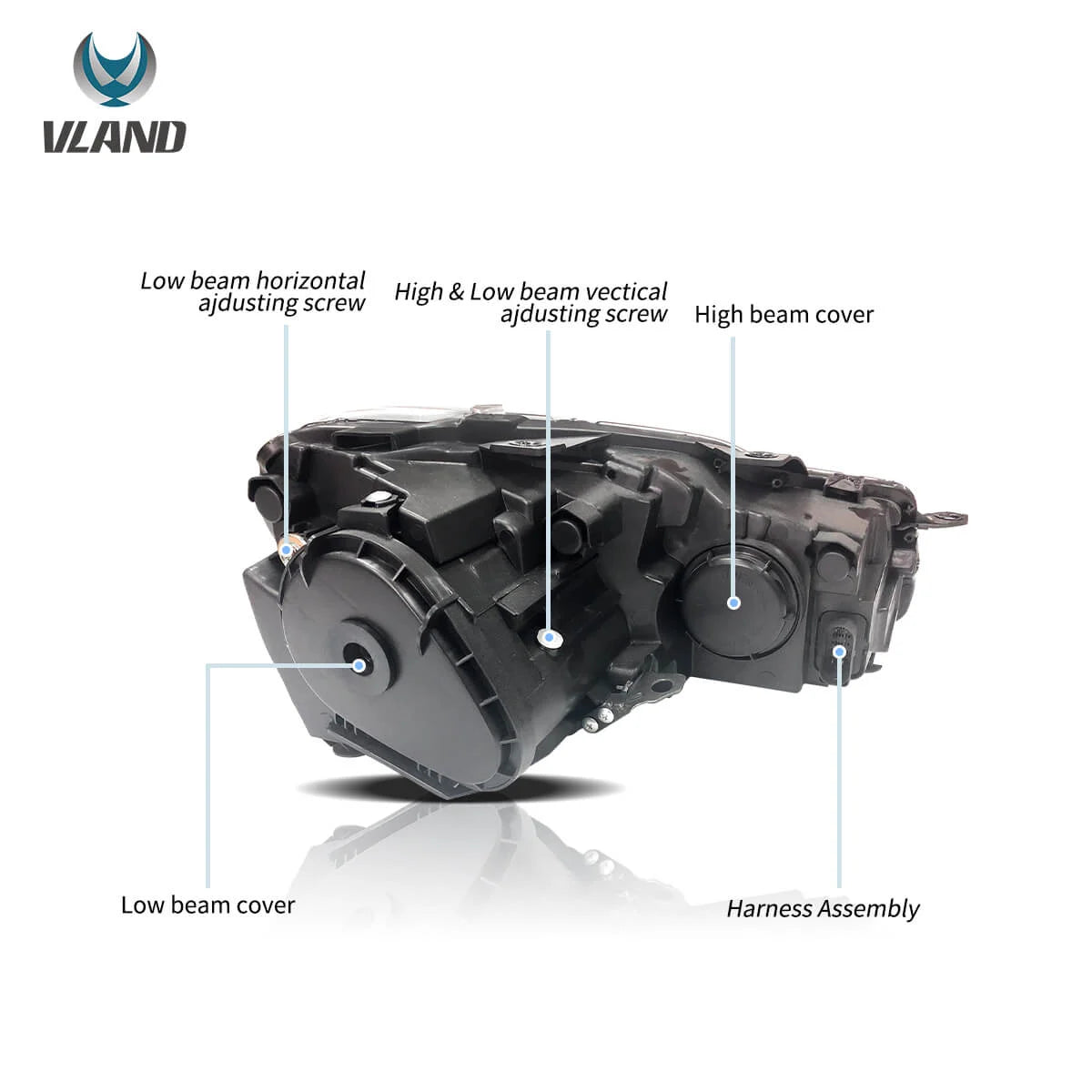 08-14 VW Golf Mk6 Vland Dual Beam Projector Aftermarket strålkastare med Demon Eyes E-mark - 8