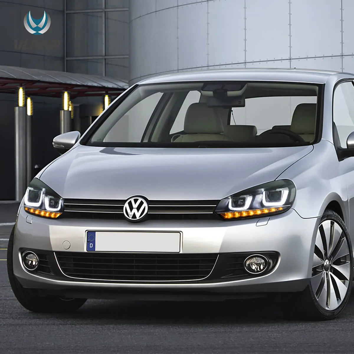 08-14 VW Golf Mk6 Vland Dual Beam Projector Aftermarket strålkastare med Demon Eyes E-mark - 7