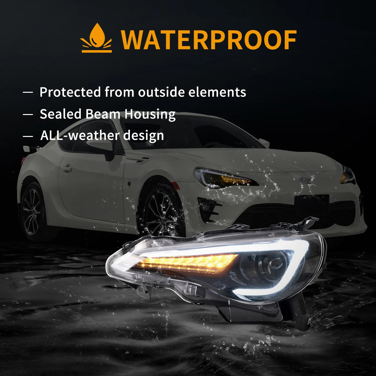 12–21 Toyota 86/GT86, Subaru Brz, Scion Frs Vland Upgrade Full LED Dual Beam Projector strålkastare[E-mark] - 8