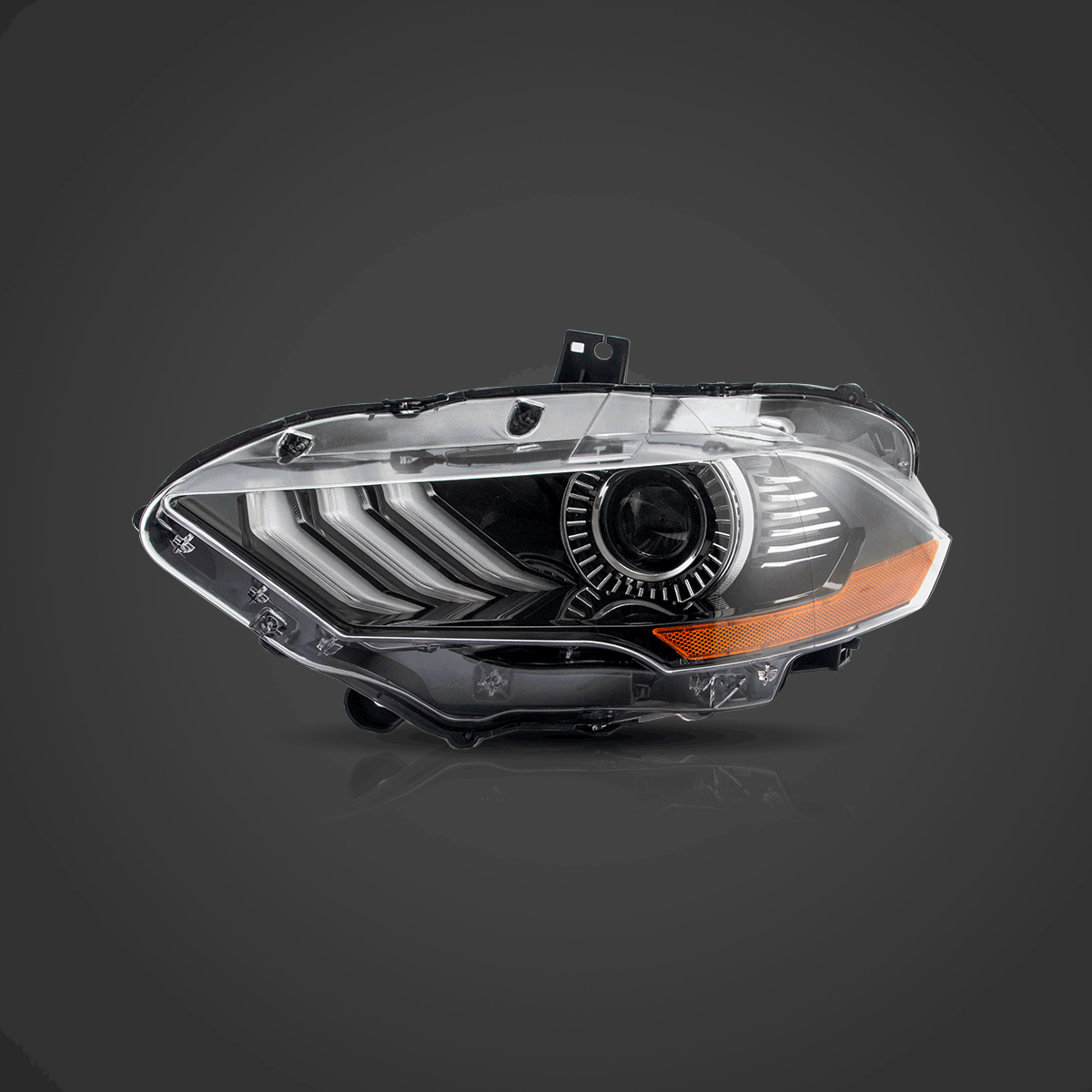18-22 Ford Mustang 6th Gen Facelifted Vland LED Dual Beam Projector strålkastare Black - 2