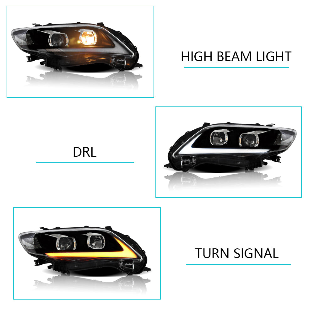 VLAND Carlamp LED strålkastare för Toyota Corolla 2011 2012 2013 (Bulbs are not included) - 5