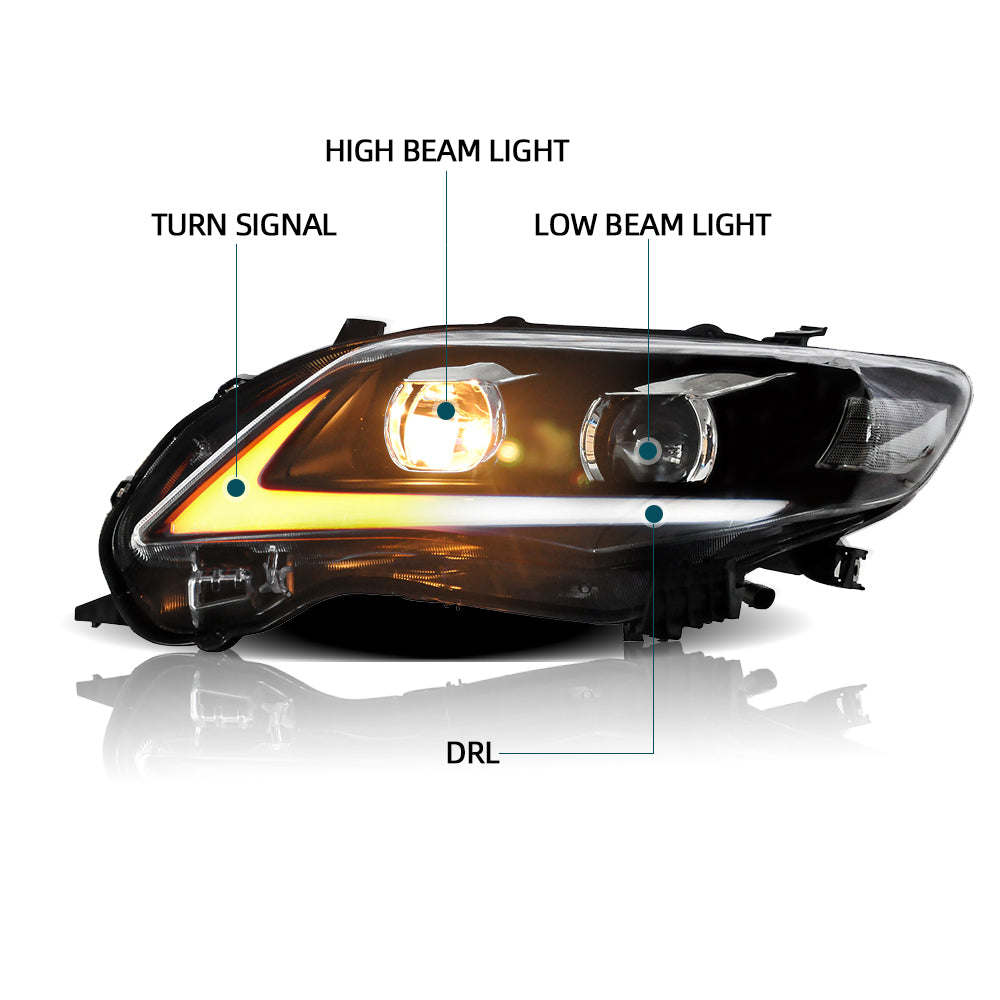 VLAND Carlamp LED strålkastare för Toyota Corolla 2011 2012 2013 (Bulbs are not included) - 10