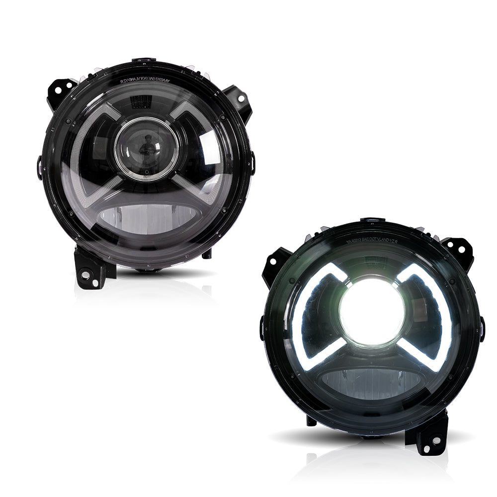 VLAND Jeep Wrangler 2018 och framåt Full-LED dubbelljus projektor strålkastare med blå DRL - 4