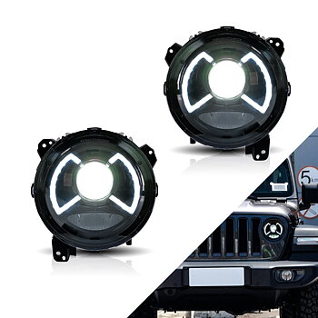 VLAND Jeep Wrangler 2018 och framåt Full-LED dubbelljus projektor strålkastare med blå DRL