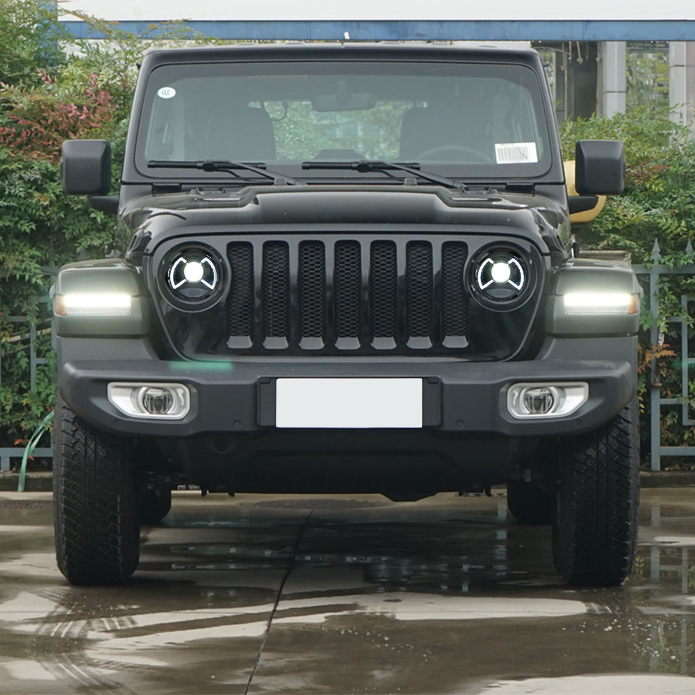 VLAND Jeep Wrangler 2018 och framåt Full-LED dubbelljus projektor strålkastare med blå DRL - 12