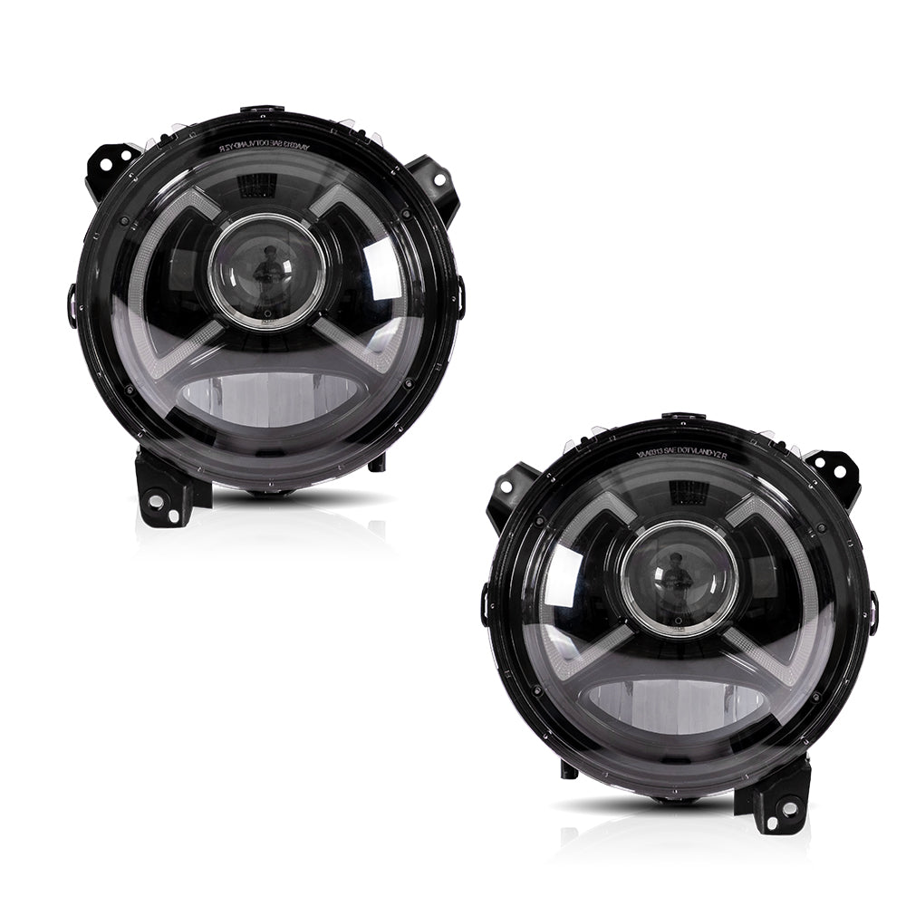 VLAND Jeep Wrangler 2018 och framåt Full-LED dubbelljus projektor strålkastare med blå DRL - 5