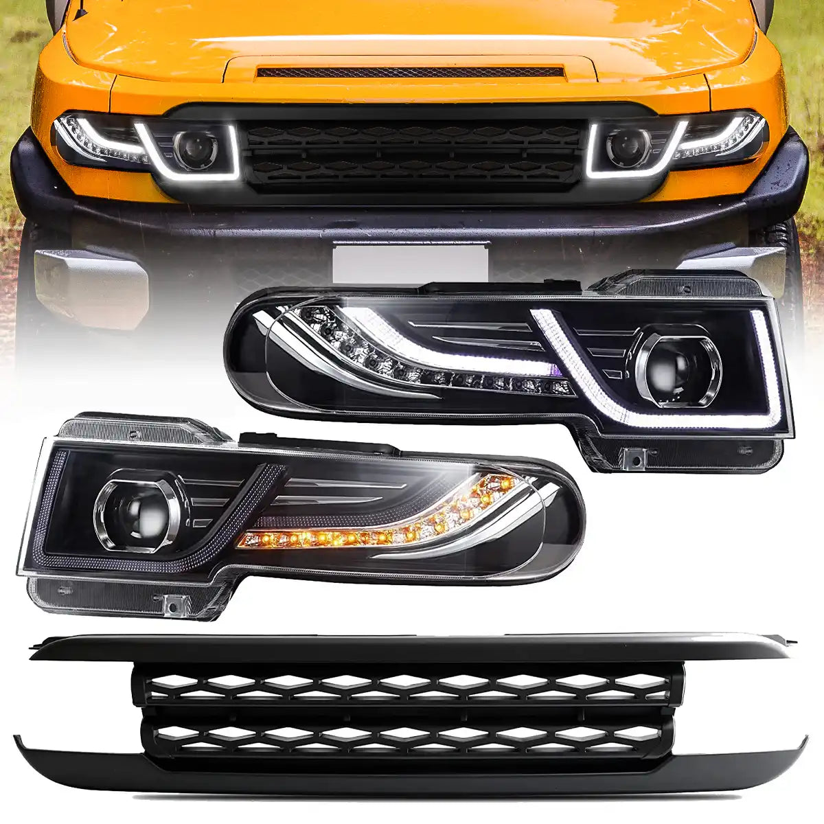 06-22 Toyota FJ Cruiser XJ10 Vland Dual Beam Projector strålkastare med Grille - 2
