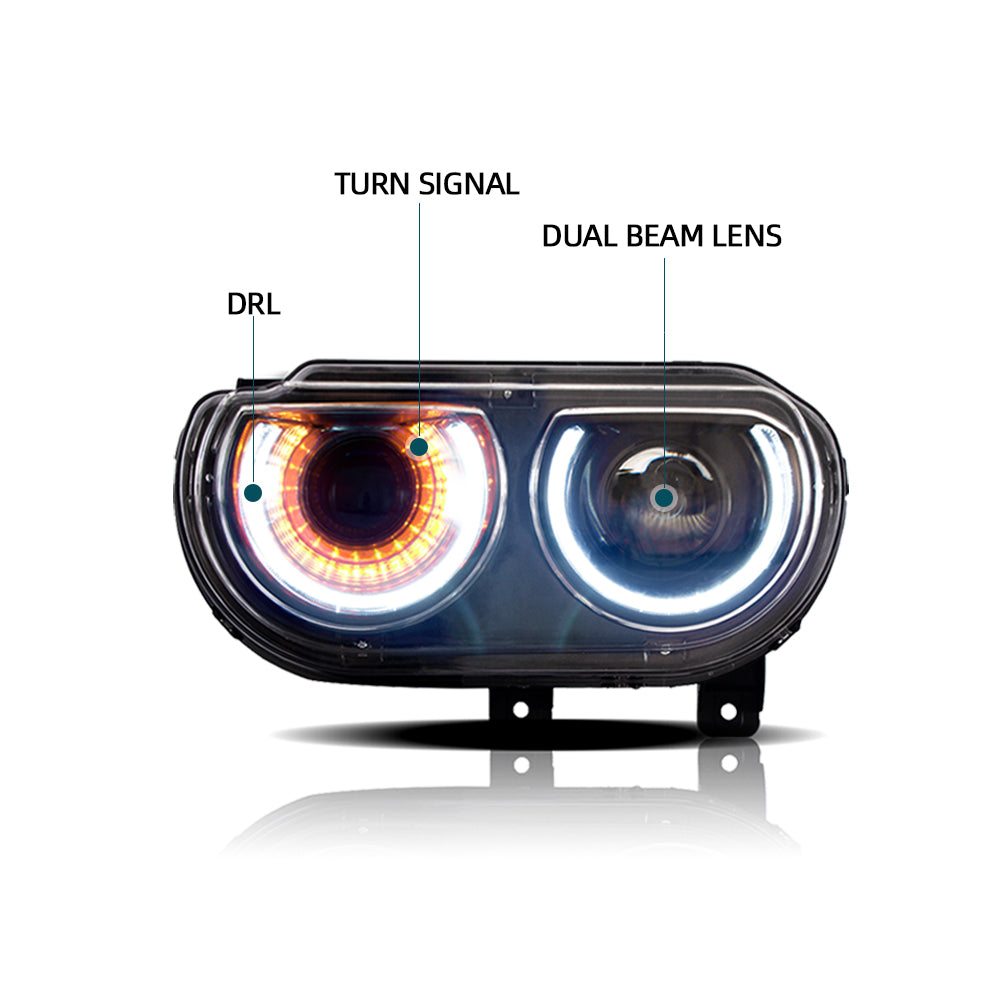08-14 Dodge Challenger 3th Gen Vland LED strålkastare - 4