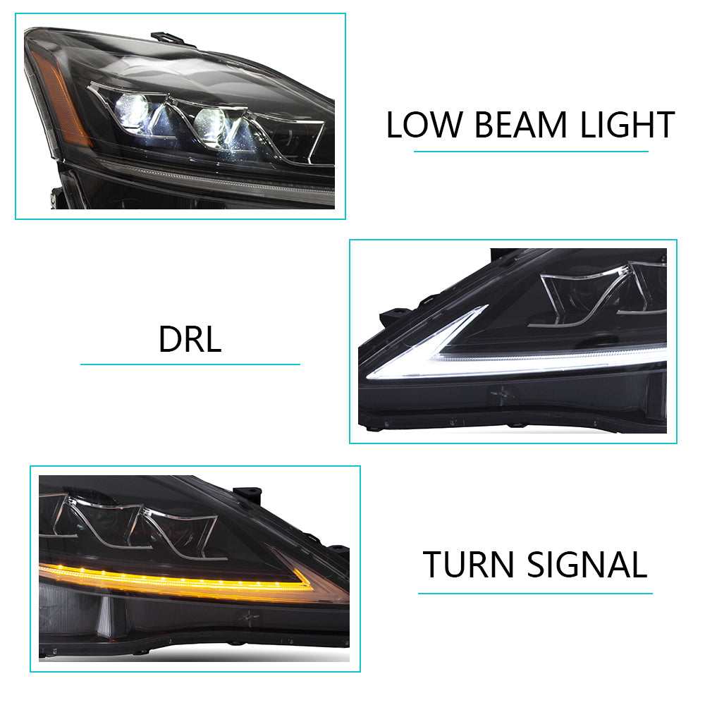 2006-2014 Lexus IS250 IS350 IS F VLAND strålkastare + LED bakljus Set Kits - 9