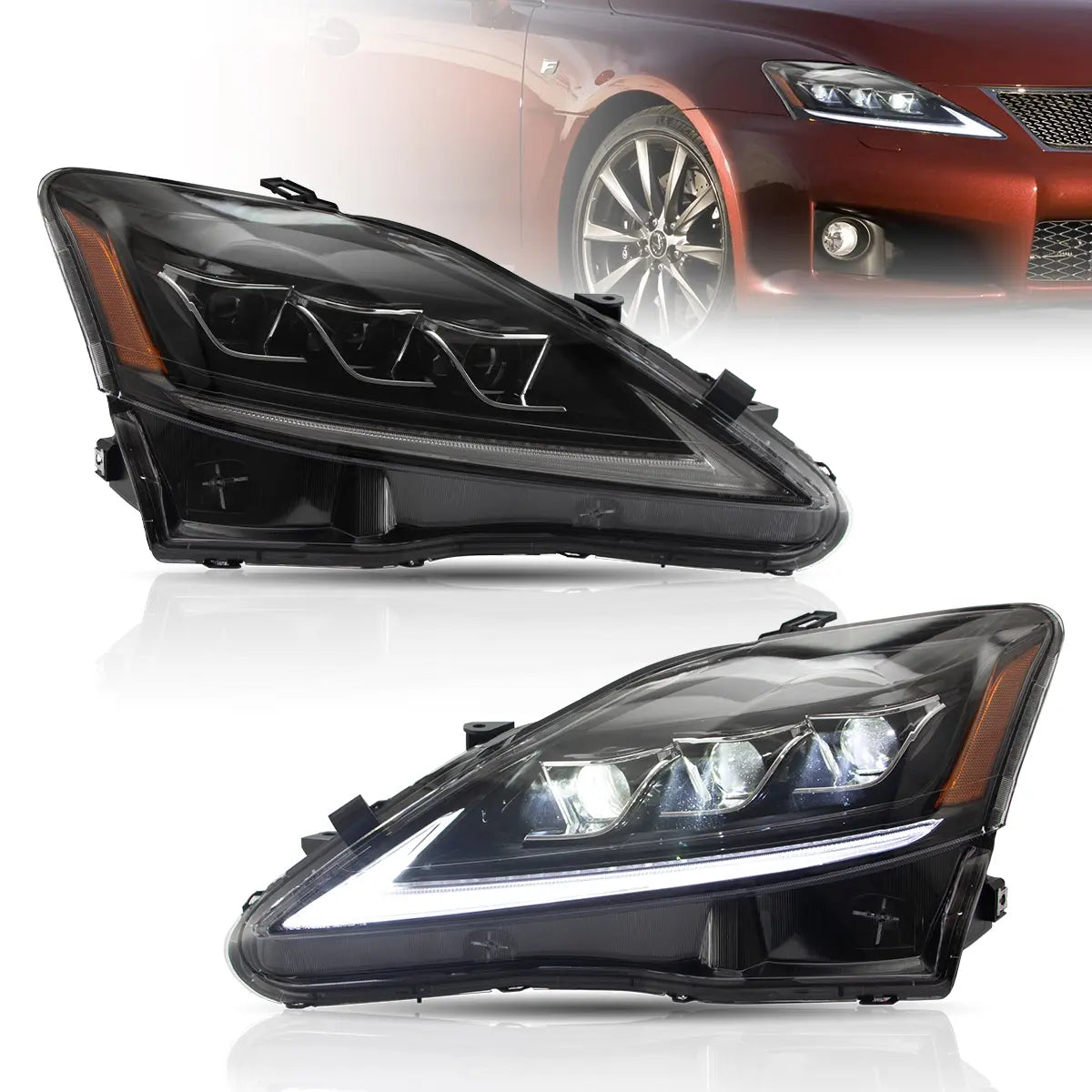 06-12 Lexus IS250/IS250C/IS350/IS220d & 08-14 ISF(XE20) Vland Matrix Projector strålkastare E-mark - 4