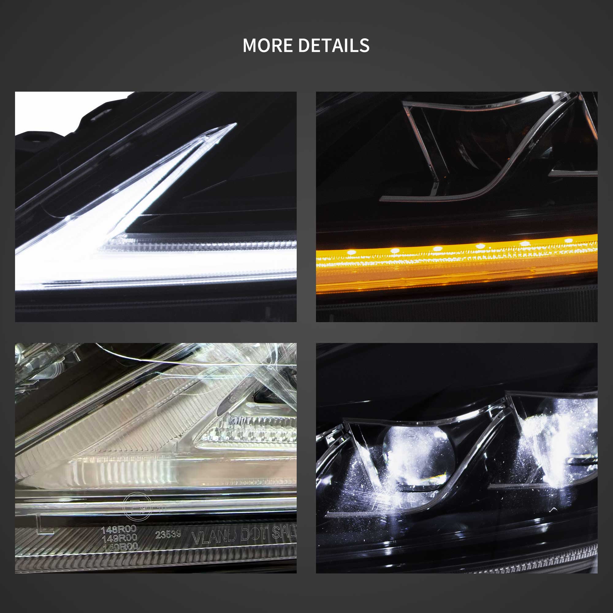 06-12 Lexus IS250/IS250C/IS350/IS220d & 08-14 ISF(XE20) Vland Matrix Projector strålkastare E-mark - 2
