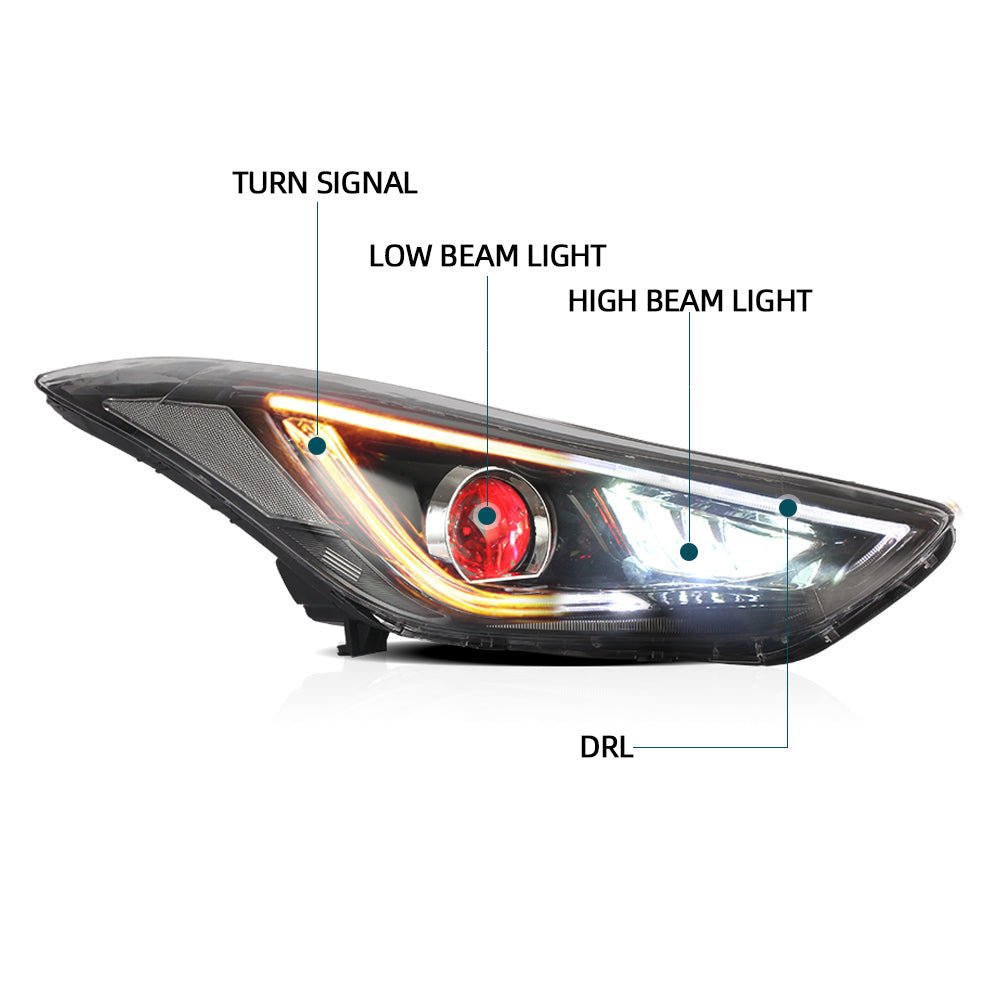 VLAND Carlamp Projector strålkastare för Hyundai Elantra (Avante MD) 2011-2015 - 5