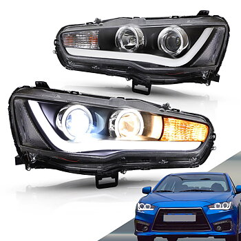 08-17 Mitsubishi Lancer 9th Gen Evo X GSR 10th Gen (CZ4A) Vland Projector strålkastare Black