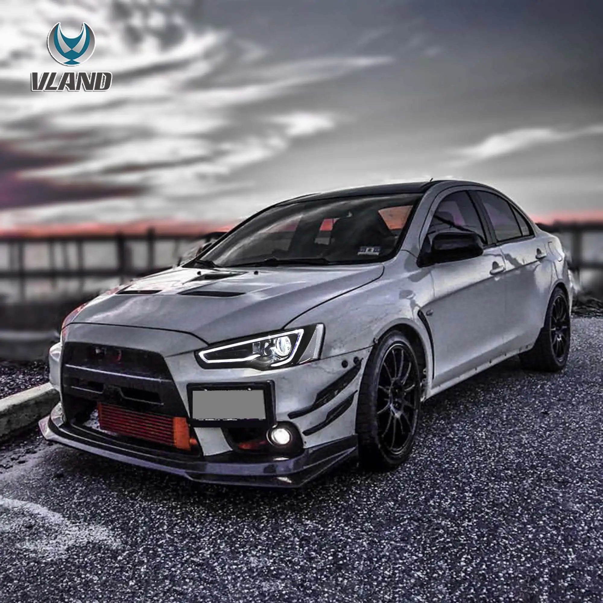 08-17 Mitsubishi Lancer 9th Gen Evo X GSR 10th Gen (CZ4A) Vland Projector strålkastare Black - 5