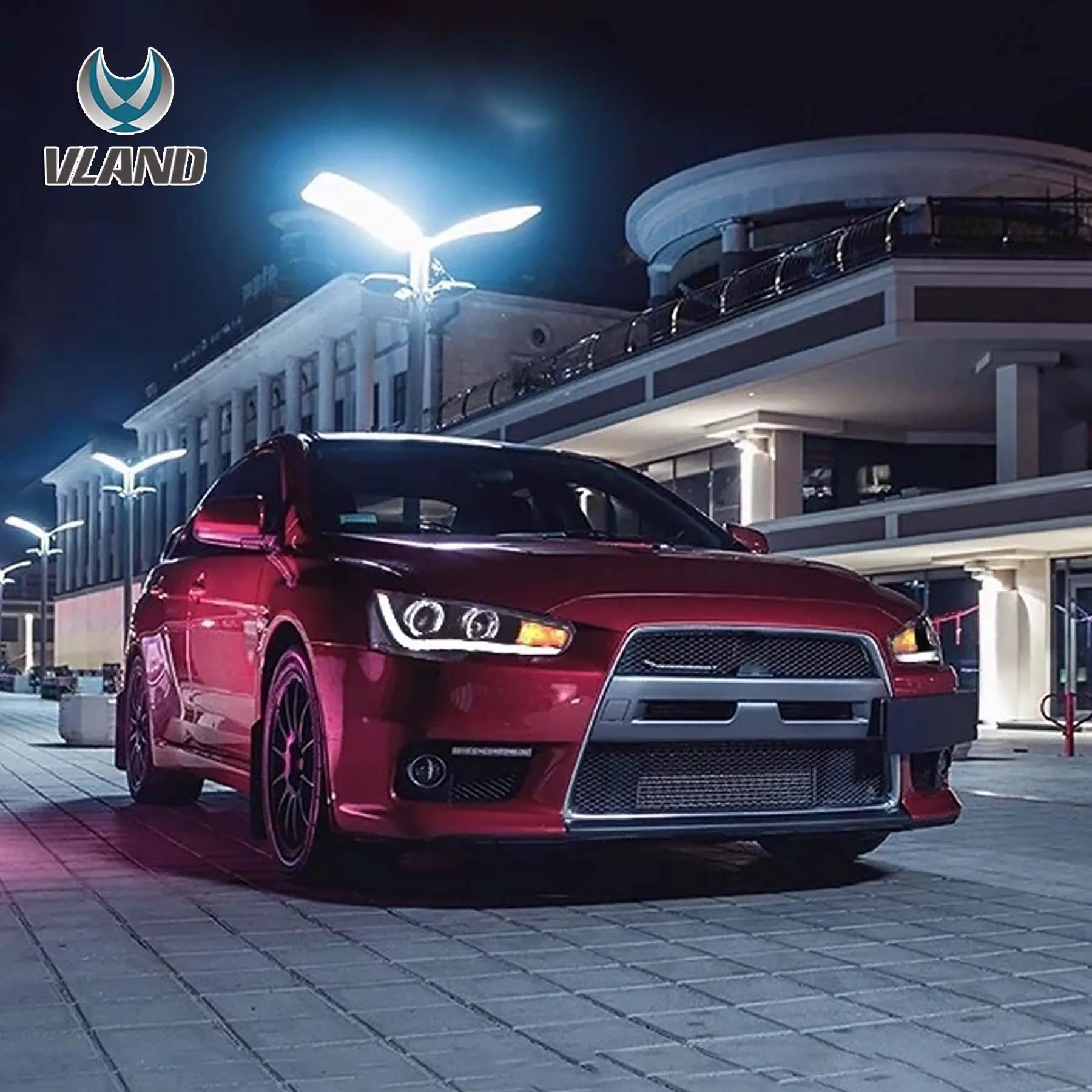 08-17 Mitsubishi Lancer 9th Gen Evo X GSR 10th Gen (CZ4A) Vland Projector strålkastare Black - 4
