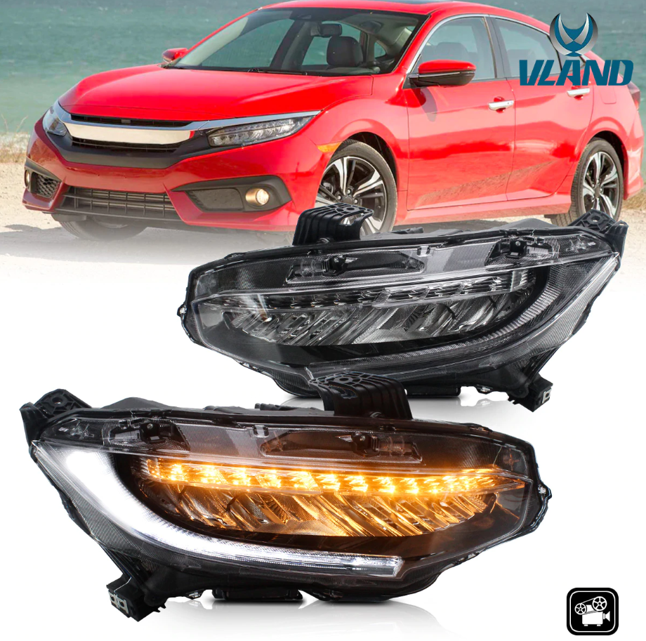 VLAND 16-21 Honda Civic Full LED strålkastare - 2