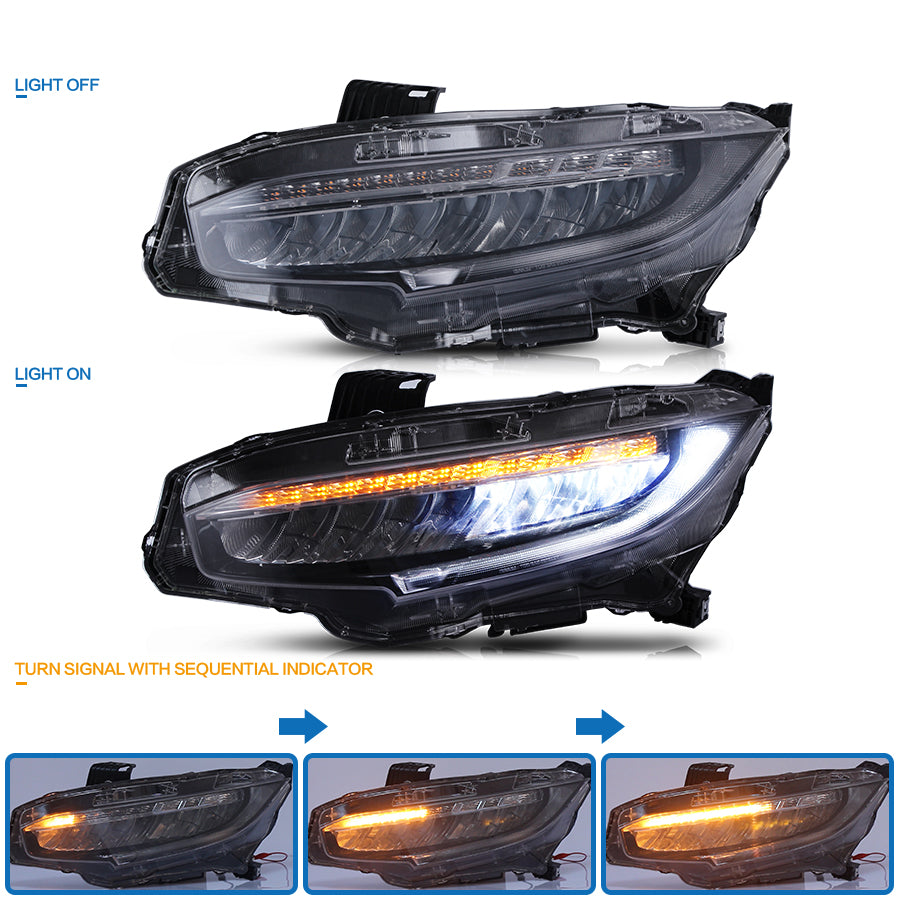 VLAND 16-21 Honda Civic Full LED strålkastare - 4