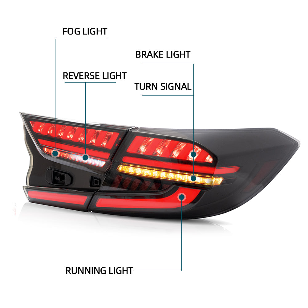 VLAND Carlamp bakljus för Honda Accord 10th 2018-up w/sequential indicators Red Lens - 7