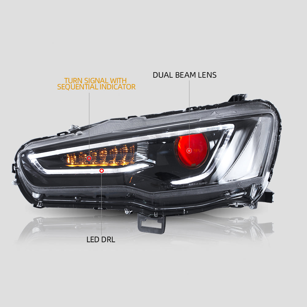 VLAND LED strålkastare+bakljus för Mitsubishi Lancer 2008-2017 - 7