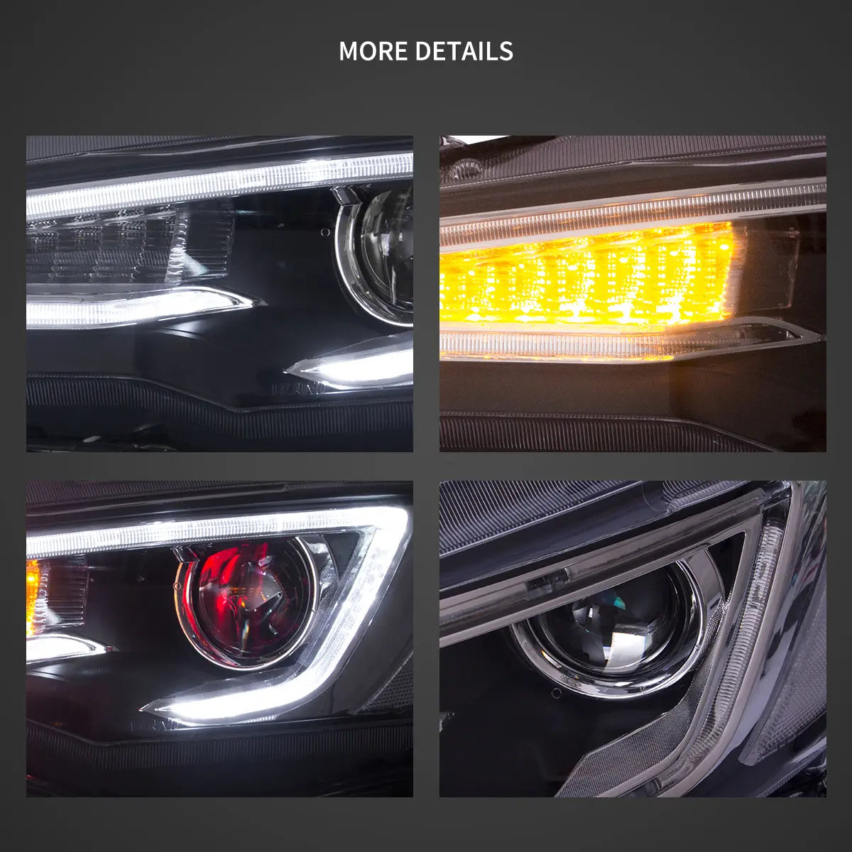 08-17 Mitsubishi Lancer / Evo X Vland Dual Beam Projector strålkastare med Demon Eyes Black - 12