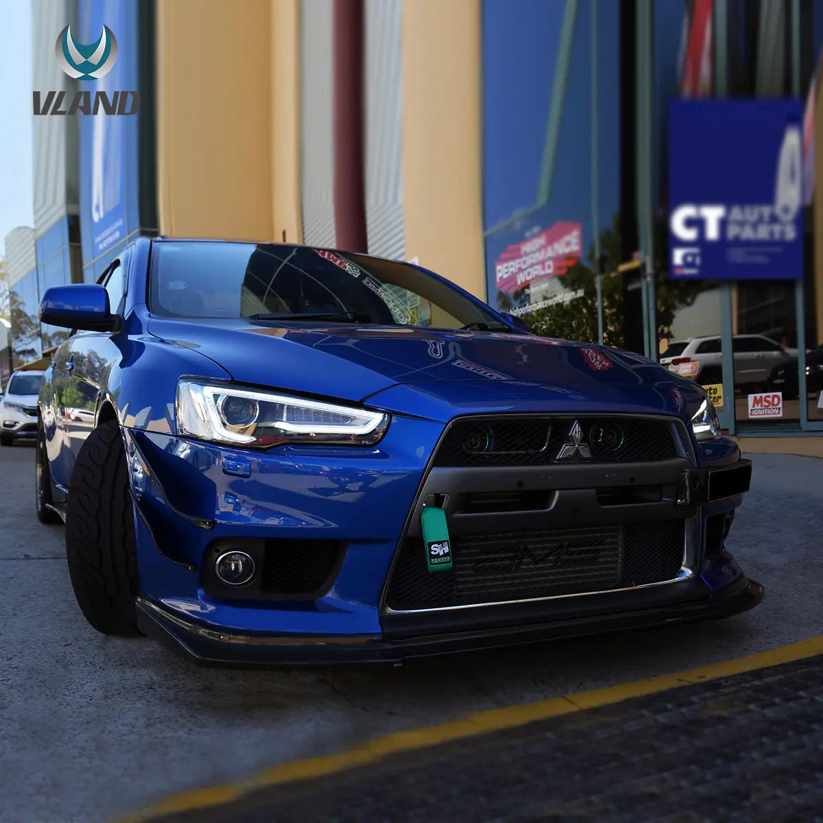 08-17 Mitsubishi Lancer / Evo X Vland Dual Beam Projector strålkastare med Demon Eyes Black - 11