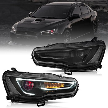 08-17 Mitsubishi Lancer / Evo X Vland Dual Beam Projector strålkastare med Demon Eyes Black