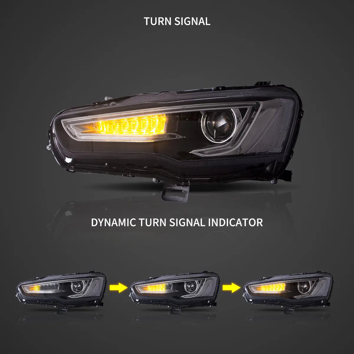 08-17 Mitsubishi Lancer / Evo X Vland Dual Beam Projector strålkastare med Demon Eyes Black - 8