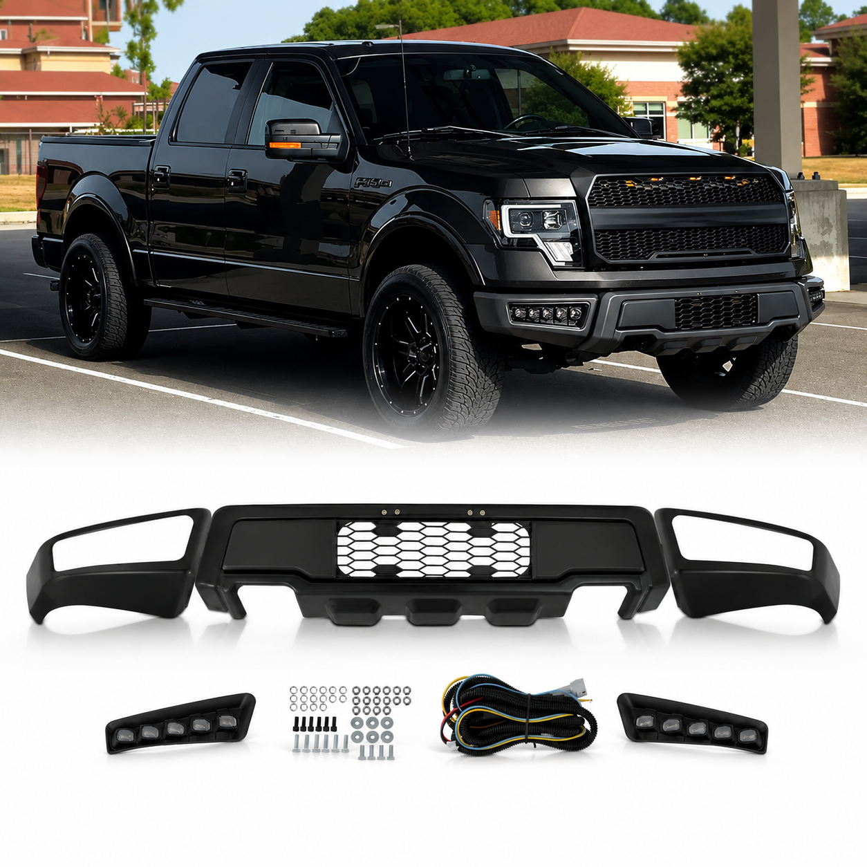 Främre stötfångare + LED-ljus – Raptor Style (F150 09-14)