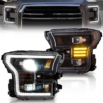 Full-LED strålkastare – Orange blinkers – Vland – Sats (F150 15-17)