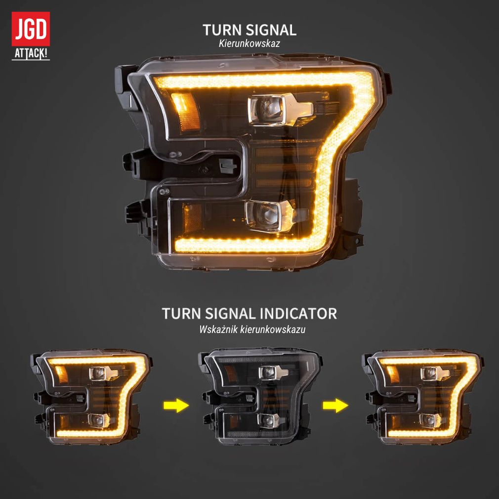 Full-LED strålkastare – Orange blinkers – Vland – Sats (F150 15-17) - 4